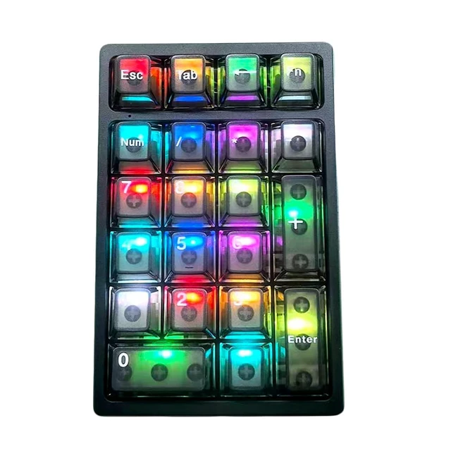 Alt view image 6 of 7 - BOYI TD21 Hot Swappable Numpad,21 Keys Mini Numpad Portable Keypad Bluetooth 5.0/2.4GHz/Wired Number Pad Keyboard PBT Keycaps RGB Backlit Type-C Mini Keyboard(Black Transparent Keycaps)
