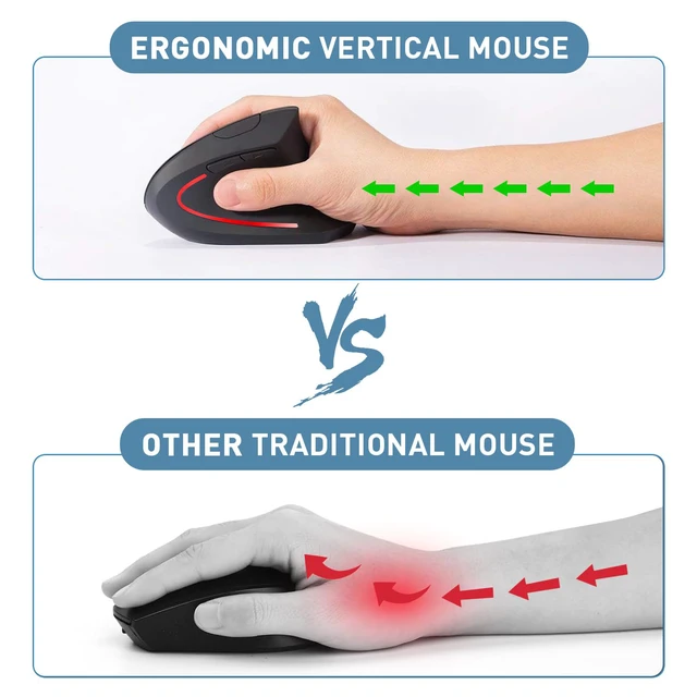 Alt view image 2 of 6 - Wireless Ergonomic Mouse, 2.4G Wireless Vertical Ergo Mouse, 800/1200/1600 Adjustable DPI,6 Buttons Ergonomic Mouse for Laptop/MacBook/PC/Desktop-Black
