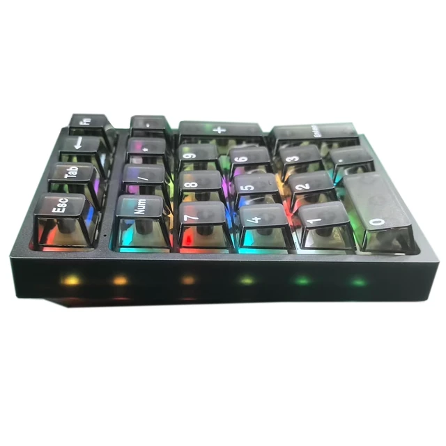 Alt view image 7 of 7 - BOYI TD21 Hot Swappable Numpad,21 Keys Mini Numpad Portable Keypad Bluetooth 5.0/2.4GHz/Wired Number Pad Keyboard PBT Keycaps RGB Backlit Type-C Mini Keyboard(Black Transparent Keycaps)