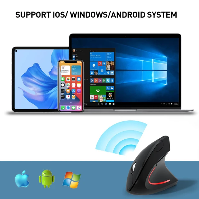 Alt view image 4 of 6 - Wireless Ergonomic Mouse, 2.4G Wireless Vertical Ergo Mouse, 800/1200/1600 Adjustable DPI,6 Buttons Ergonomic Mouse for Laptop/MacBook/PC/Desktop-Black