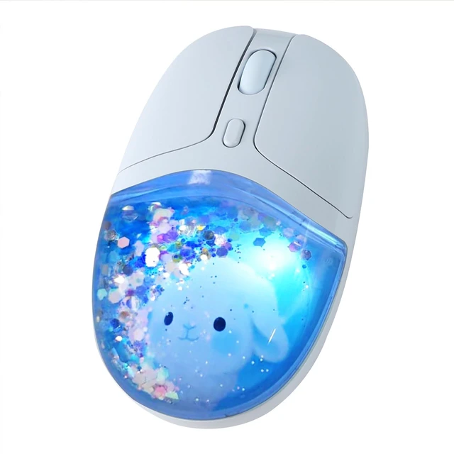 Main image of elec Space Wireless Bluetooth Mouse -Cute Clear Aqua Design, Glitter Liquid Sand Water Mouse with Optical Precision, Silent Clicks, LED Breathing Light,Transparent Retro Style for Home Office (Blue)