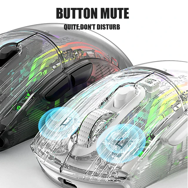 Alt view image 4 of 7 - Bluetooth Wireless Mouse, Transparent RGB Mechanical Dual Mode Gaming Mouse, A Must-Have Cool USB Computer Mouse for Gaming and Esports