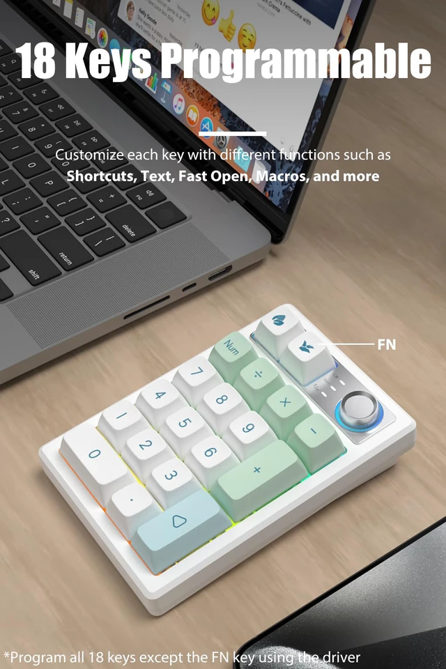 Alt view image 4 of 7 - Gasket Creamy Mechanical Numpad Programmable Keypad RGB LED Backlit