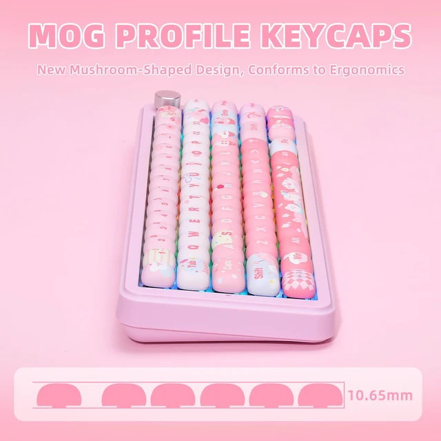 Alt view image 7 of 7 - YUNZII QL75 Wireless Typewriter Retro Mechanical Keyboard(Pink, Cocoa Cream V2 Switch), MOG Dye Sub PBT Keycaps(Pink Ice Cream)