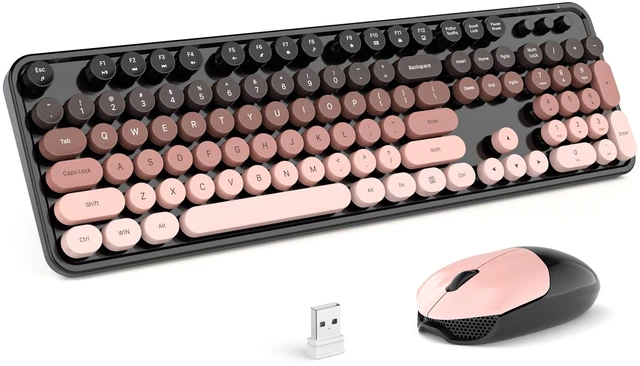 Main image of MOFII Wireless Keyboard and Mouse Combo, Full Size 2.4G Plug and Play Typewriter Retro Round Computer Keyboard and Mouse Set for Windows, Computer, Desktop, PC, Notebook - (BlackBerry Gradient)