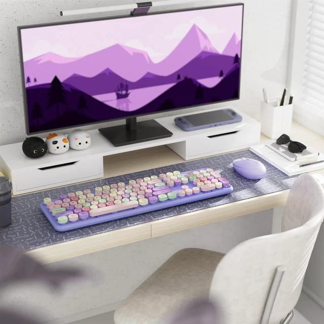 Alt view image 2 of 6 - Colorful Wireless Keyboard and Mouse Combo Purple Colorful