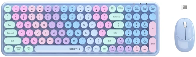 Main image of UBOTIE Wireless Keyboards and Mouse Combo (Purple Rainbow)