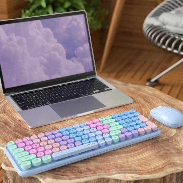Alt view image 2 of 6 - UBOTIE Wireless Keyboards and Mouse Combo (Purple Rainbow)