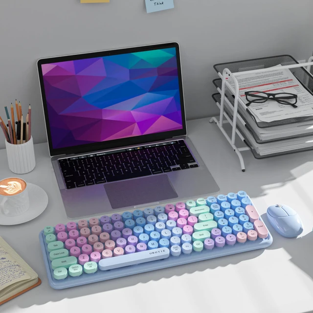 Alt view image 3 of 6 - UBOTIE Wireless Keyboards and Mouse Combo (Purple Rainbow)