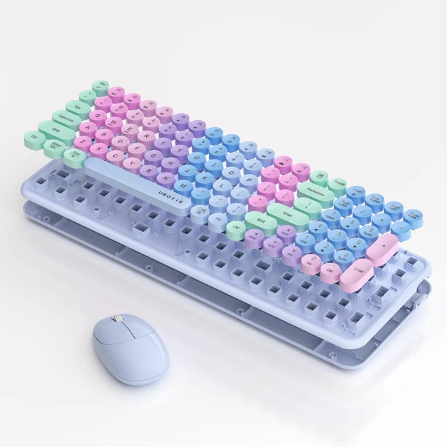 Alt view image 6 of 6 - UBOTIE Wireless Keyboards and Mouse Combo (Purple Rainbow)