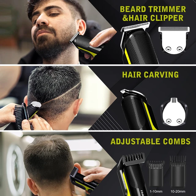 Alt view image 4 of 7 - FADEKING Beard Trimmer for Men, Professional Hair Trimmer, Waterproof Electric Beard Trimmer Razor for Nose, Body, Face & Mustache, Cordless Hair Clippers, Grooming Gifts for Men (Yellow)