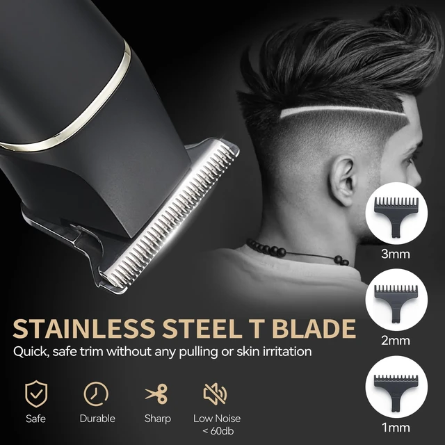 Alt view image 4 of 7 - Hair Trimmer for Men, Beard Trimmer for Men Professional, Electric Razor Shavers Zero Gapped T Blade Edgers Liners, Barber Clippers for Hair Cutting Mustache Facial with LCD Display Gifts for Men