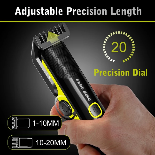 Alt view image 6 of 7 - FADEKING Beard Trimmer for Men, Professional Hair Trimmer, Waterproof Electric Beard Trimmer Razor for Nose, Body, Face & Mustache, Cordless Hair Clippers, Grooming Gifts for Men (Yellow)