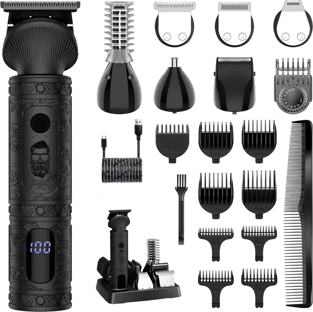 Main image of Scttomon Beard Trimmer for Men Professional Mens Beard Grooming Kit T-Blade Trimmer Electric Shaver Razor Nose Body Trimmer Hair Cutting Kit Cordless 7 in 1 Black