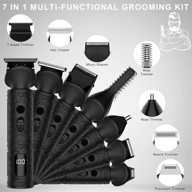 Alt view image 2 of 7 - Scttomon Beard Trimmer for Men Professional Mens Beard Grooming Kit T-Blade Trimmer Electric Shaver Razor Nose Body Trimmer Hair Cutting Kit Cordless 7 in 1 Black