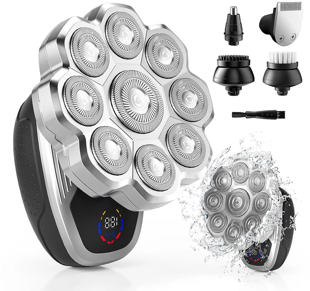 Main image of Electric Razor for Men,Head Shavers for Bald Men,5-in-1 Electric Razors with Wet & Dry Bald Head Shaver,9D Floating Head Shaver Comes with Magnetic Detachable Blades