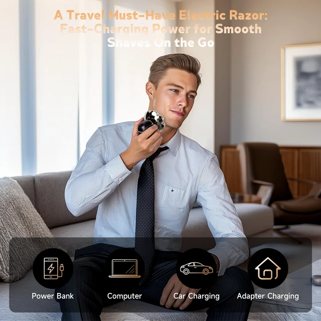 Alt view image 4 of 7 - Electric Razor for Men,Head Shavers for Bald Men,5-in-1 Electric Razors with Wet & Dry Bald Head Shaver,9D Floating Head Shaver Comes with Magnetic Detachable Blades