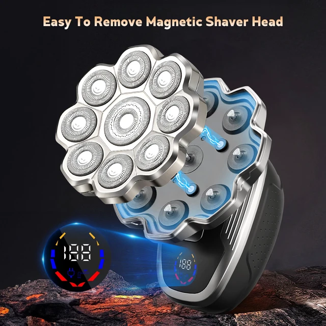 Alt view image 5 of 7 - Electric Razor for Men,Head Shavers for Bald Men,5-in-1 Electric Razors with Wet & Dry Bald Head Shaver,9D Floating Head Shaver Comes with Magnetic Detachable Blades