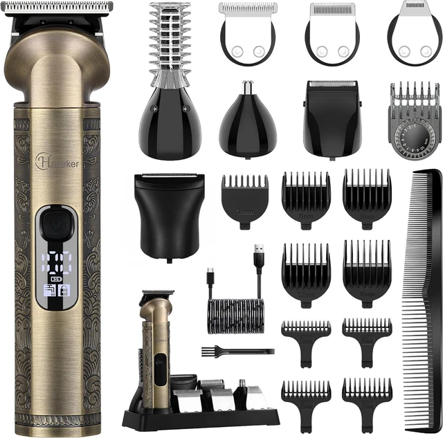 Main image of Hatteker Beard Trimmer Kit Professional Hair Clipper Zero Gapped T-Blade Electric Razor Shaver for Nose Ear Body Face Mustache Trimmer for Men Cordless Grooming Kit 8 in 1