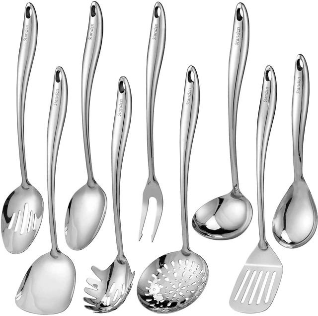Main image of 18/10 Stainless Steel Kitchen Utensils Set - 9 PCS Shining Cooking Tools