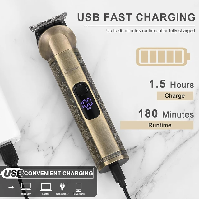 Alt view image 5 of 7 - Hatteker Beard Trimmer Kit Professional Hair Clipper Zero Gapped T-Blade Electric Razor Shaver for Nose Ear Body Face Mustache Trimmer for Men Cordless Grooming Kit 8 in 1