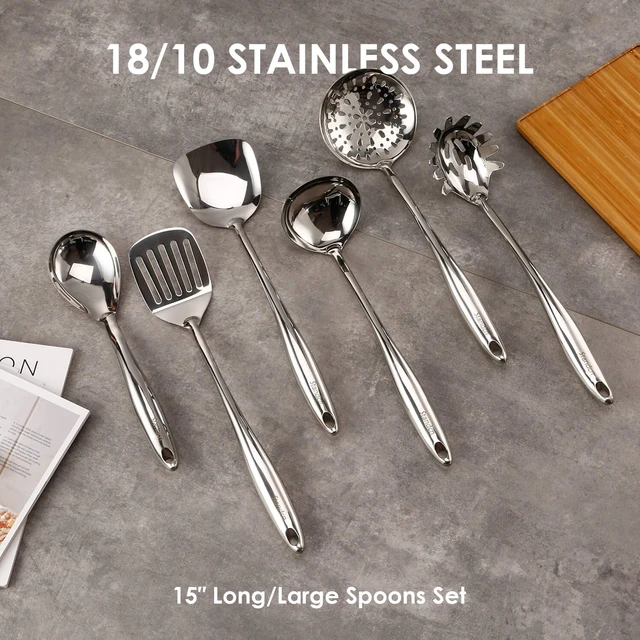 Alt view image 3 of 7 - 18/10 Stainless Steel Kitchen Utensils Set - 9 PCS Shining Cooking Tools