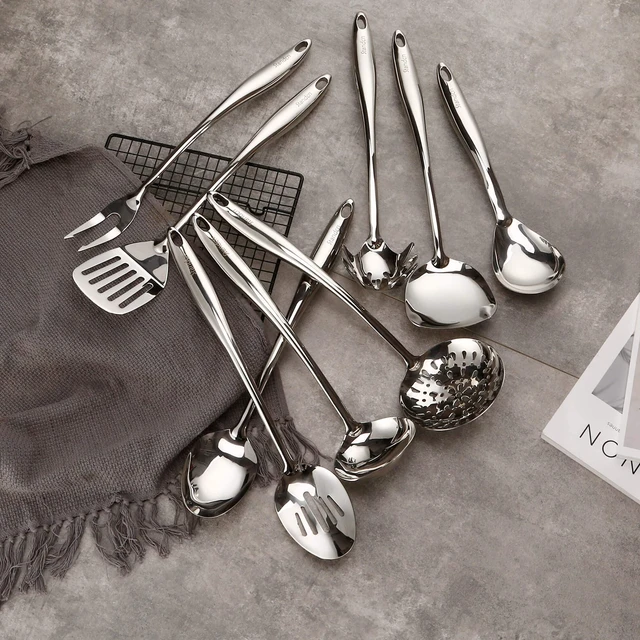 Alt view image 6 of 7 - 18/10 Stainless Steel Kitchen Utensils Set - 9 PCS Shining Cooking Tools