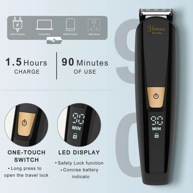 Alt view image 4 of 7 - Hatteker Mens Body Hair Beard Trimmer Groin Trimmer Mens Grooming Kit Electric Razor Body Shaver Groomer Waterproof 6 in 1
