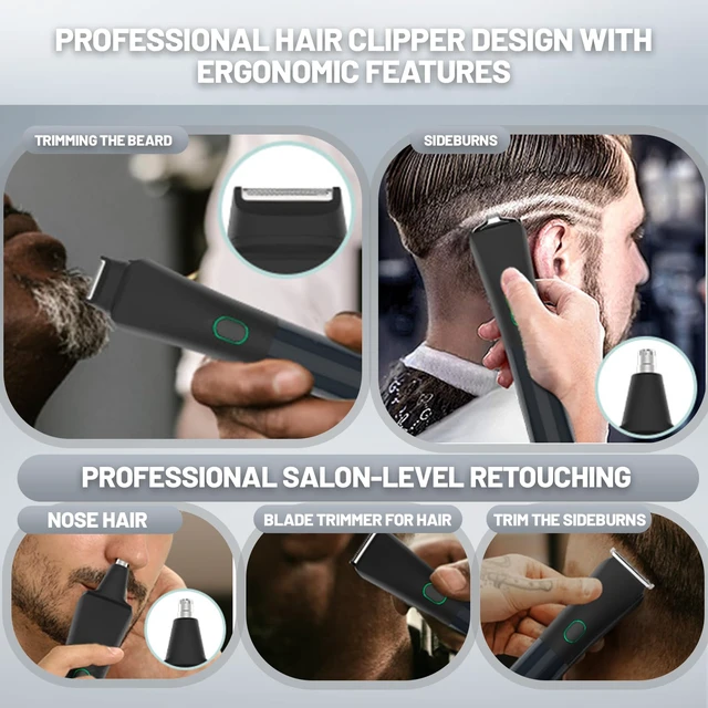 Alt view image 6 of 6 - Hair and Beard Trimmer, 5 in 1 Men's Grooming Kit, Electric Hair Clipper Body Shaver for Ear, Nose, Face, Groin with 5 Guards Combs & Charging Stand