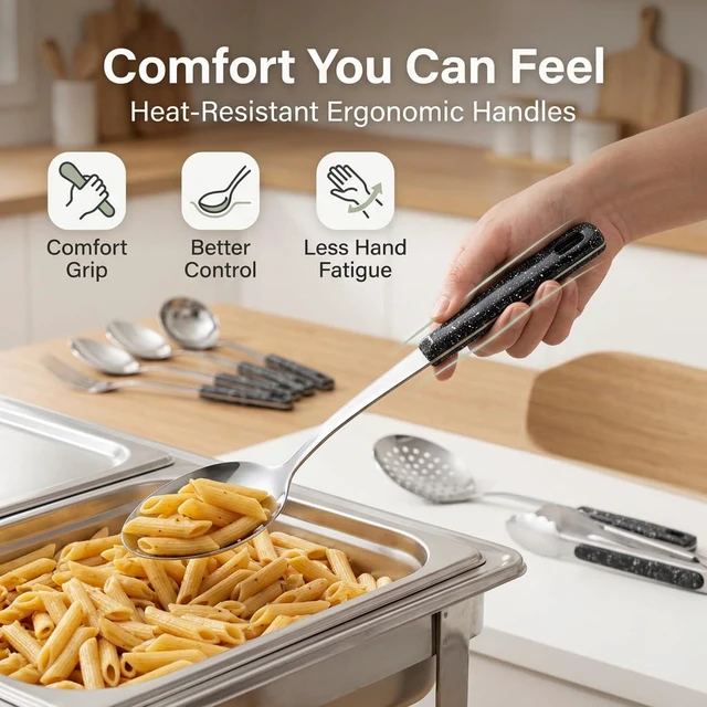 Alt view image 4 of 7 - Stainless Steel Serving Spoons Set