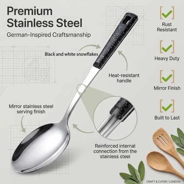 Alt view image 5 of 7 - Stainless Steel Serving Spoons Set