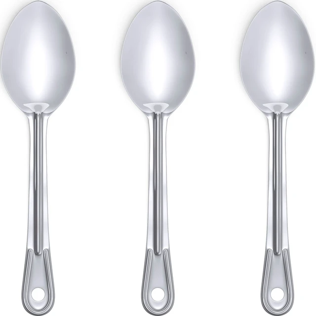 Main image of Super Strong, Ergonomic 11 in Serving Spoon 3 Pk. Big, Stainless Steel Spoons for Cooking, Baking, Stirring and Basting. Best Kitchen Flatware for Buffet and Banquet Service in Restaurants and at Home