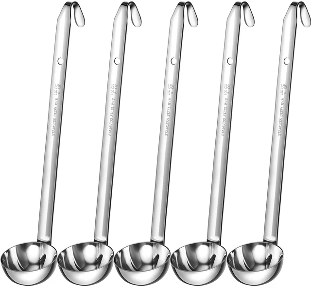Main image of Cunhill 5 Pcs Soup Ladles Stainless Steel Serving Ladles with Long Handle for Serving, Cooking, Stirring, Portioning Kitchen Restaurant Accessories(5 oz)