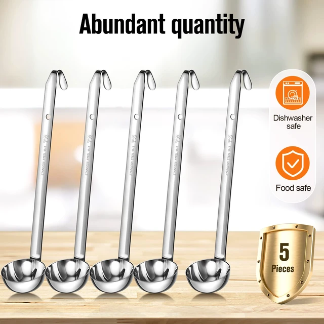 Alt view image 2 of 7 - Cunhill 5 Pcs Soup Ladles Stainless Steel Serving Ladles with Long Handle for Serving, Cooking, Stirring, Portioning Kitchen Restaurant Accessories(5 oz)