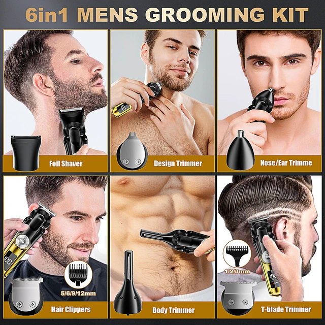 Alt view image 6 of 6 - 6-in-1 Hair Clipper Beard Trimmer for Men, IPX6 Waterproof Electric Shaver