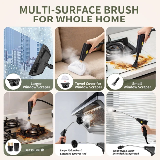 Alt view image 4 of 6 - Steam Cleaner with Handle Control, 1.8L Tank Pressurized Steamer for Home