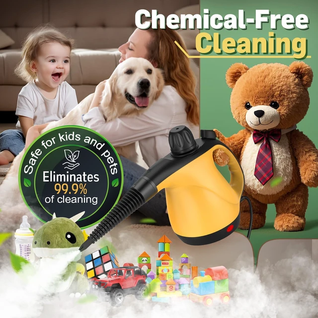 Alt view image 2 of 6 - Handheld Pressurized Steam Cleaner for Home with 11Pcs Accessories, Heating & Chemical-Free Steamer for Cleaning, Multi-Surface Steam Cleaner for Car|Furniture|Floor|Tile|Grout|More