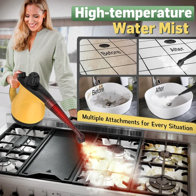 Alt view image 3 of 6 - Handheld Pressurized Steam Cleaner for Home with 11Pcs Accessories, Heating & Chemical-Free Steamer for Cleaning, Multi-Surface Steam Cleaner for Car|Furniture|Floor|Tile|Grout|More