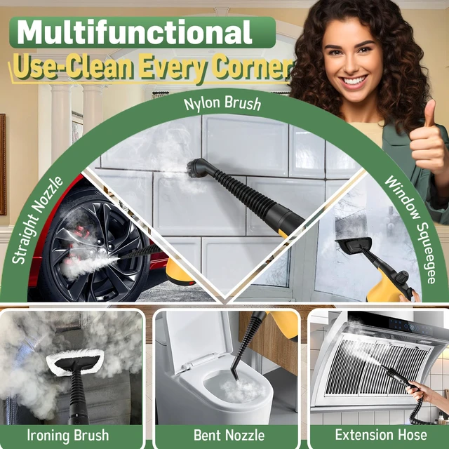 Alt view image 6 of 6 - Handheld Pressurized Steam Cleaner for Home with 11Pcs Accessories, Heating & Chemical-Free Steamer for Cleaning, Multi-Surface Steam Cleaner for Car|Furniture|Floor|Tile|Grout|More