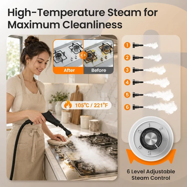 Alt view image 3 of 6 - Handheld Steam Cleaner High Pressure Steamer for Cleanning