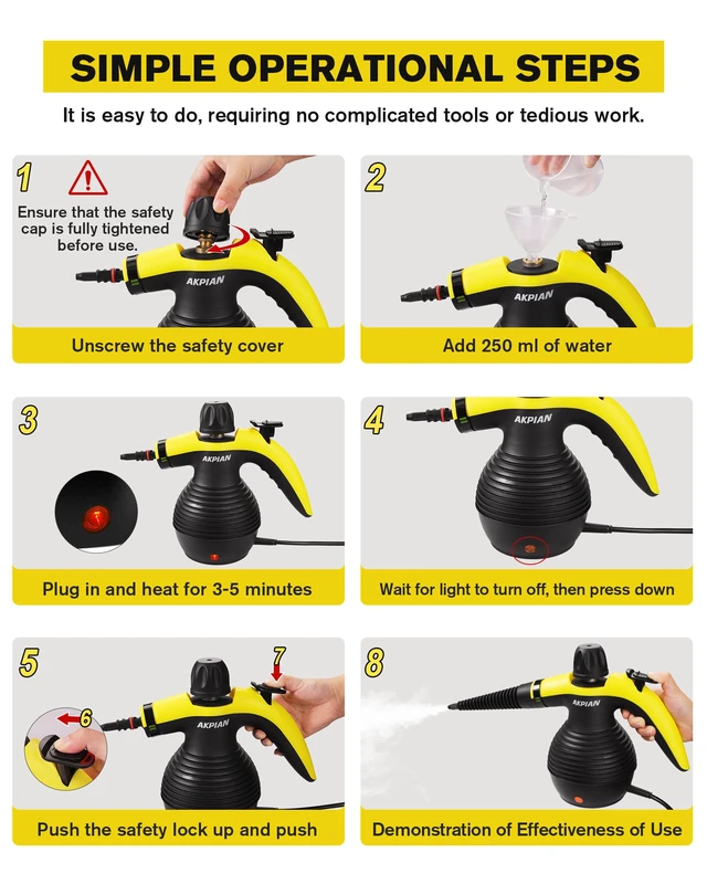 Alt view image 7 of 7 - Handheld Steam Cleaner, 221°F Steamer with Safety Lock