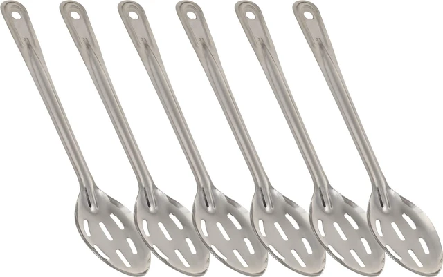 Main image of Perforated Stainless Steel Spoon - Serving Slotted Spoons for Restaurant - Large Metal Commercial Tablespoon for Cooking (6)