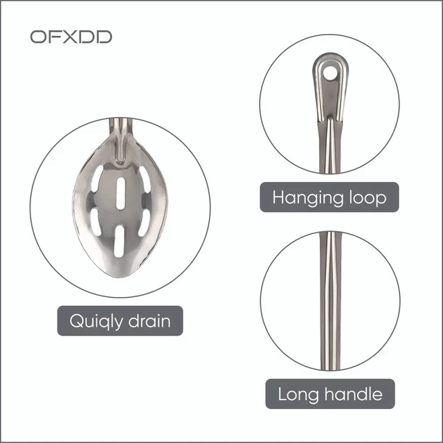 Alt view image 5 of 5 - Perforated Stainless Steel Spoon - Serving Slotted Spoons for Restaurant - Large Metal Commercial Tablespoon for Cooking (6)