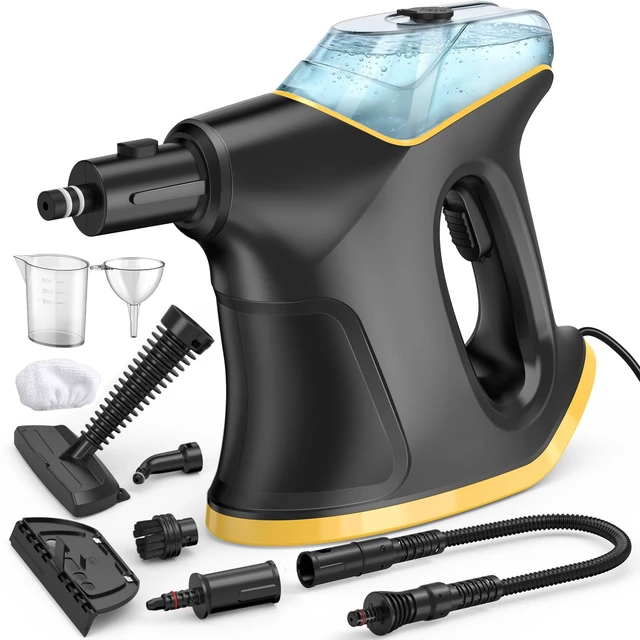 Main image of Handheld Steamers for Cleaning, 1300W High Pressure Steam Cleaner for Home and Car, 10s Fast Heat-up, Multi-Purpose Steamer with 9pcs Accessories for Grout, Tile, Couch, Kitchen (Black)