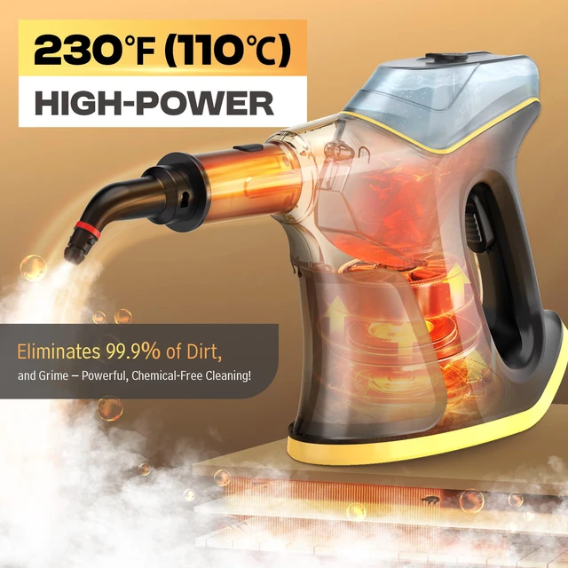 Alt view image 3 of 7 - Handheld Steamers for Cleaning, 1300W High Pressure Steam Cleaner for Home and Car, 10s Fast Heat-up, Multi-Purpose Steamer with 9pcs Accessories for Grout, Tile, Couch, Kitchen (Black)