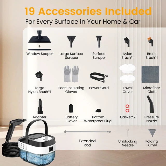 Alt view image 5 of 7 - Granarbol Steam Cleaner, 1600ML Handheld Steamer for Home Car Cleaning