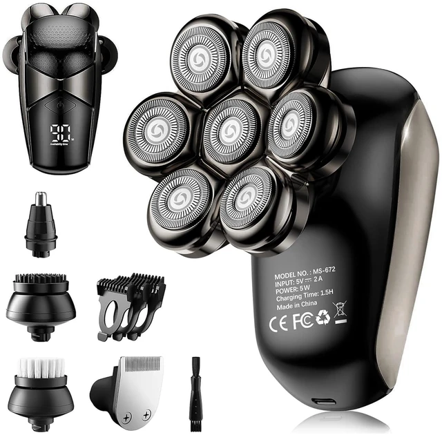 Main image of SHPAVVER Head Shavers for Bald Men: 5-in-1 Upgraded Electric Razor - IPX7 Waterproof Shaving Grooming Kit for Balder - Turbo Speed & Precision Blades Valentine's Day (Ink Black)