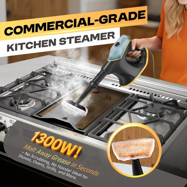 Alt view image 4 of 7 - Handheld Steamers for Cleaning, 1300W High Pressure Steam Cleaner for Home and Car, 10s Fast Heat-up, Multi-Purpose Steamer with 9pcs Accessories for Grout, Tile, Couch, Kitchen (Black)