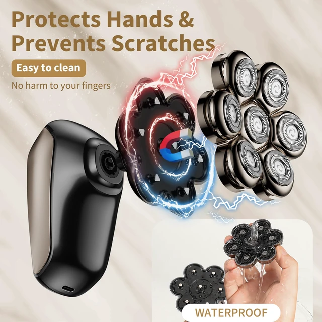 Alt view image 2 of 7 - SHPAVVER Head Shavers for Bald Men: 5-in-1 Upgraded Electric Razor - IPX7 Waterproof Shaving Grooming Kit for Balder - Turbo Speed & Precision Blades Valentine's Day (Ink Black)