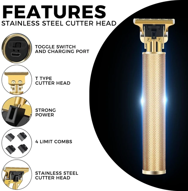 Alt view image 6 of 7 - candyfouse Premium Cordless Beard and Hair Trimmer for Men, Professional T-Blade Zero Gapped Rechargeable Grooming Kit, 4 Adjustable Limit Combs, Ideal Gift for Him